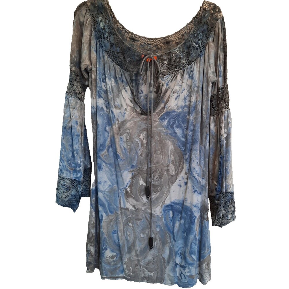 Mijo by Michelle Jonas Small Soft and easy crochet knit dress stretch Tie Dye